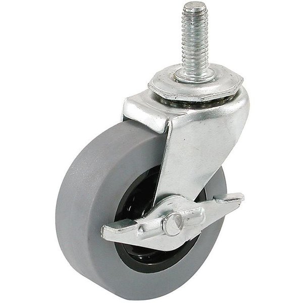 Shepherd Hardware Swivel Caster with Brake, 2 in Dia Wheel, 084 in W Wheel, TPR Wheel, Gray, 80 lb 3264